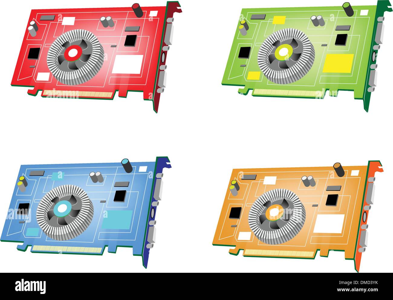 A Colorful Illustration Set of Video Card Stock Vector