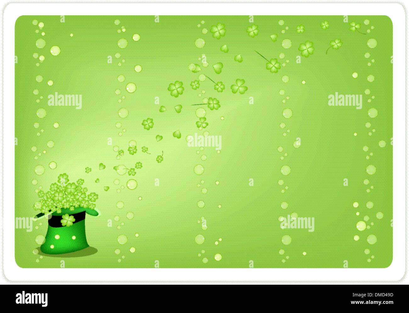 Green Background of Four Leaf Clovers in Green Hat Stock Vector Image ...