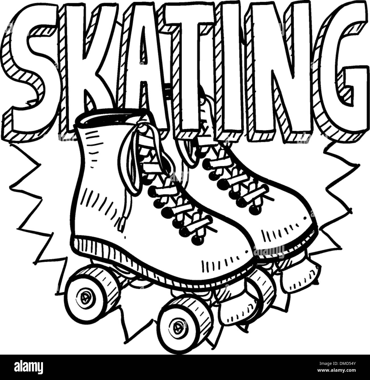 Roller skates sketch illustration. the roller skates sketch vector  illustration. Roller skates sketch illustration the roller | CanStock