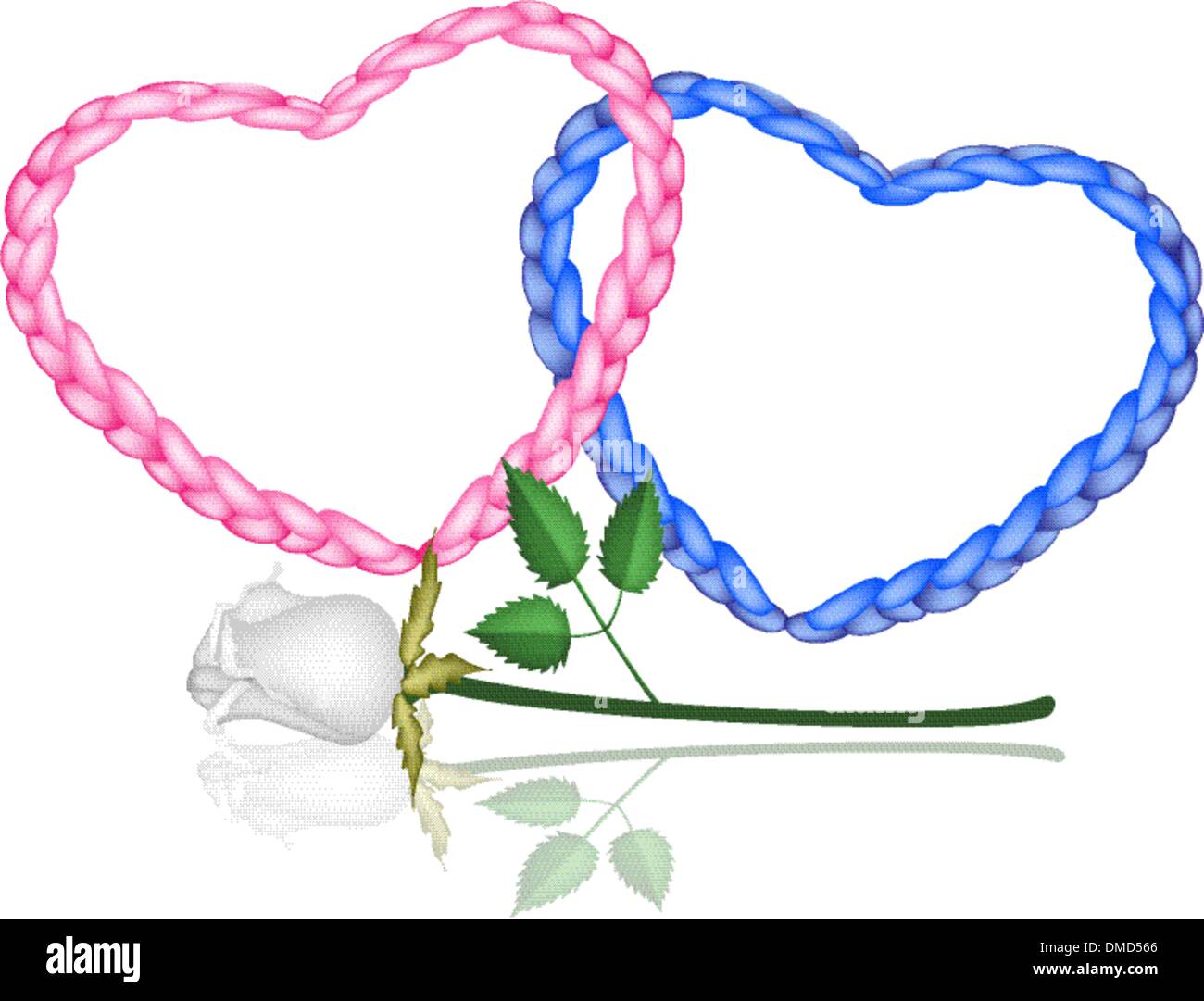 Two Rope Heart with A White Rose Stock Vector Image & Art Alamy