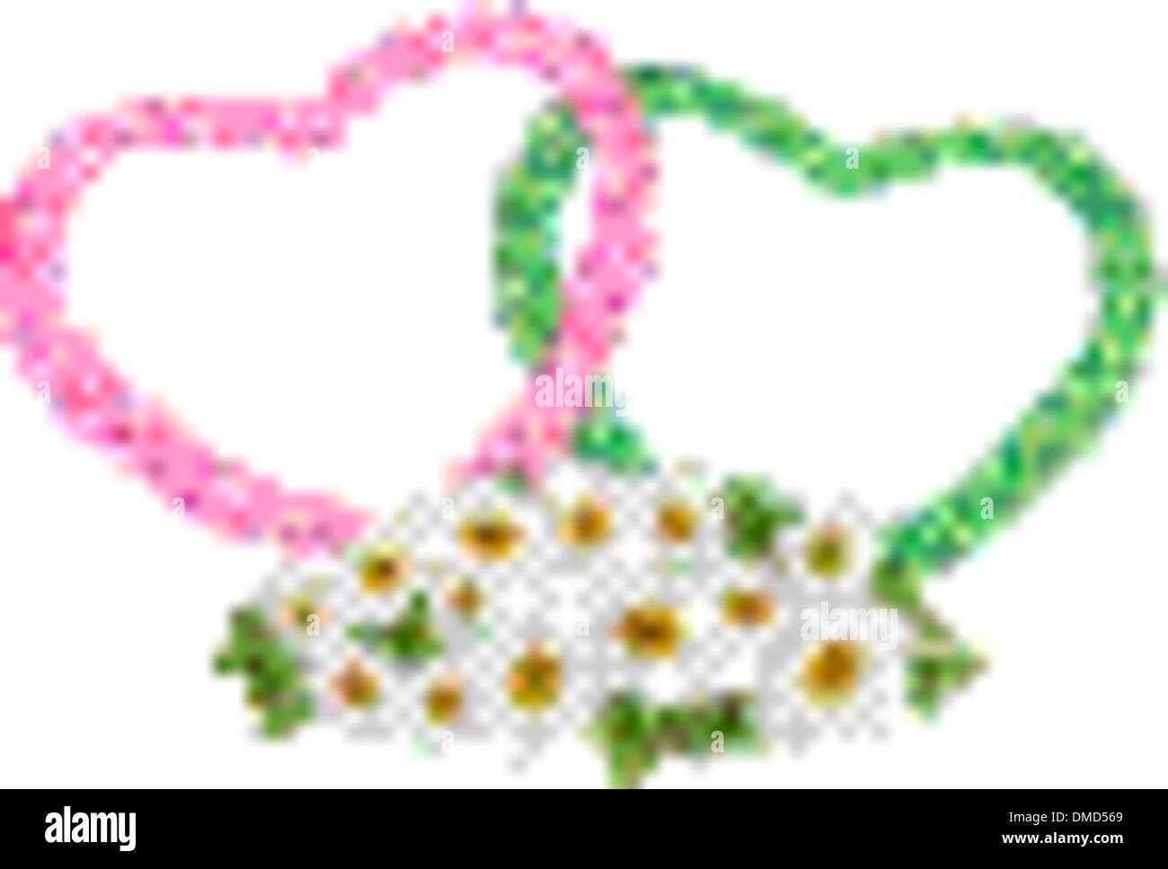 Two Rope Heart with A White Daisy Flower Stock Vector