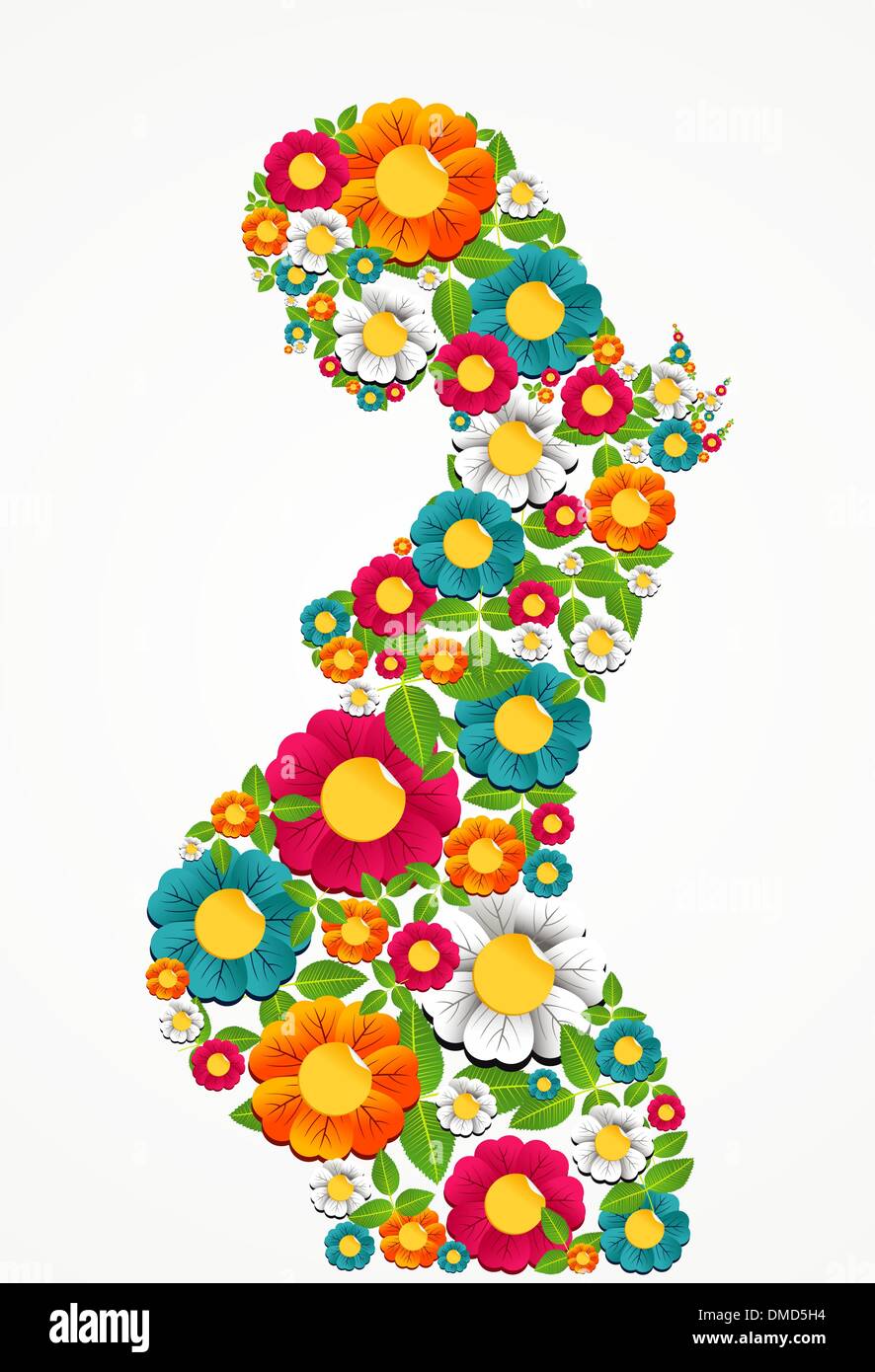Pregnancy spring flowers woman Stock Vector Image & Art Alamy