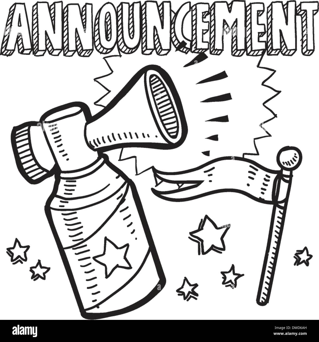 Announcement air horn sketch Stock Vector