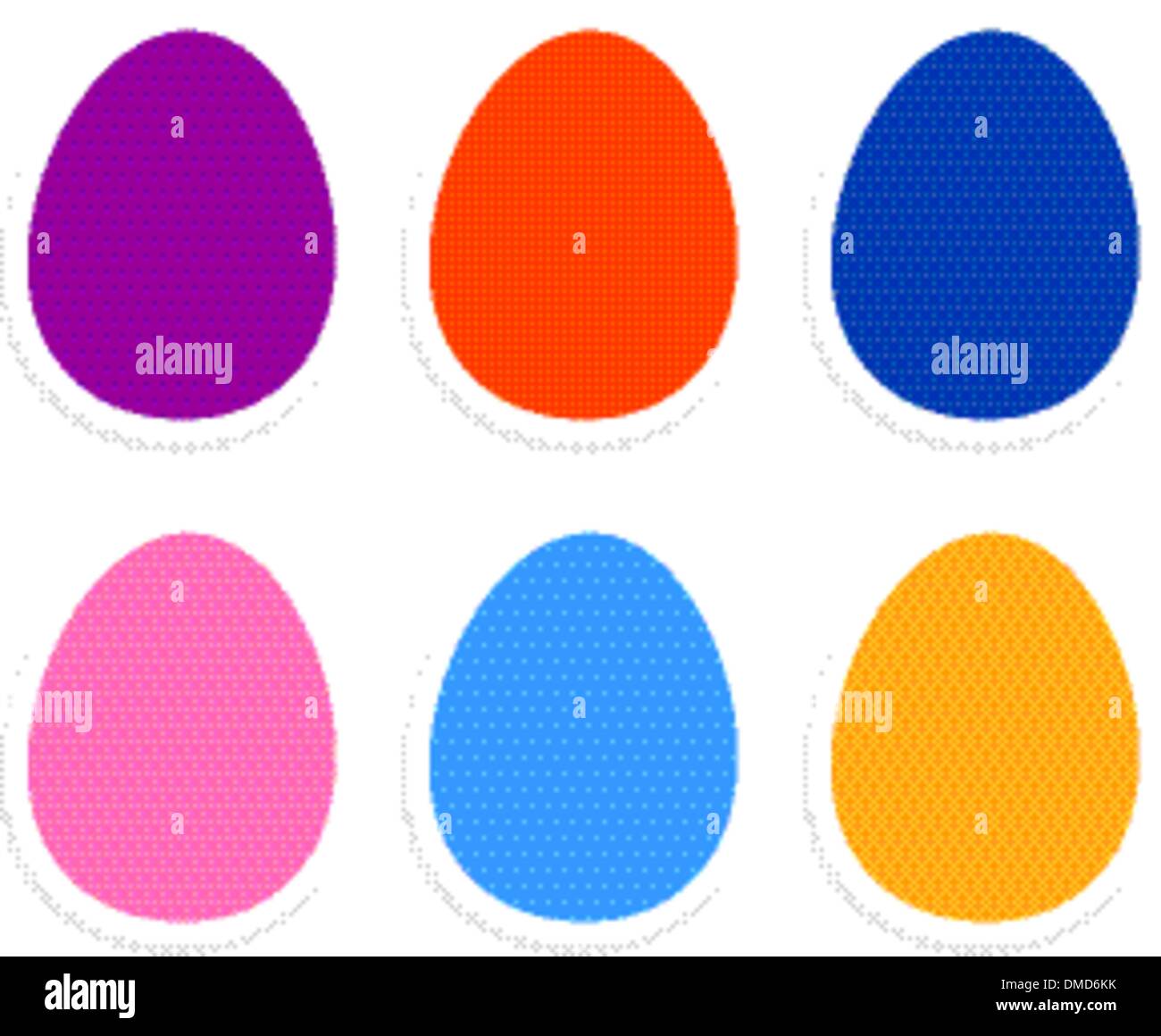 Colorful easter eggs collection isolated on white Stock Vector