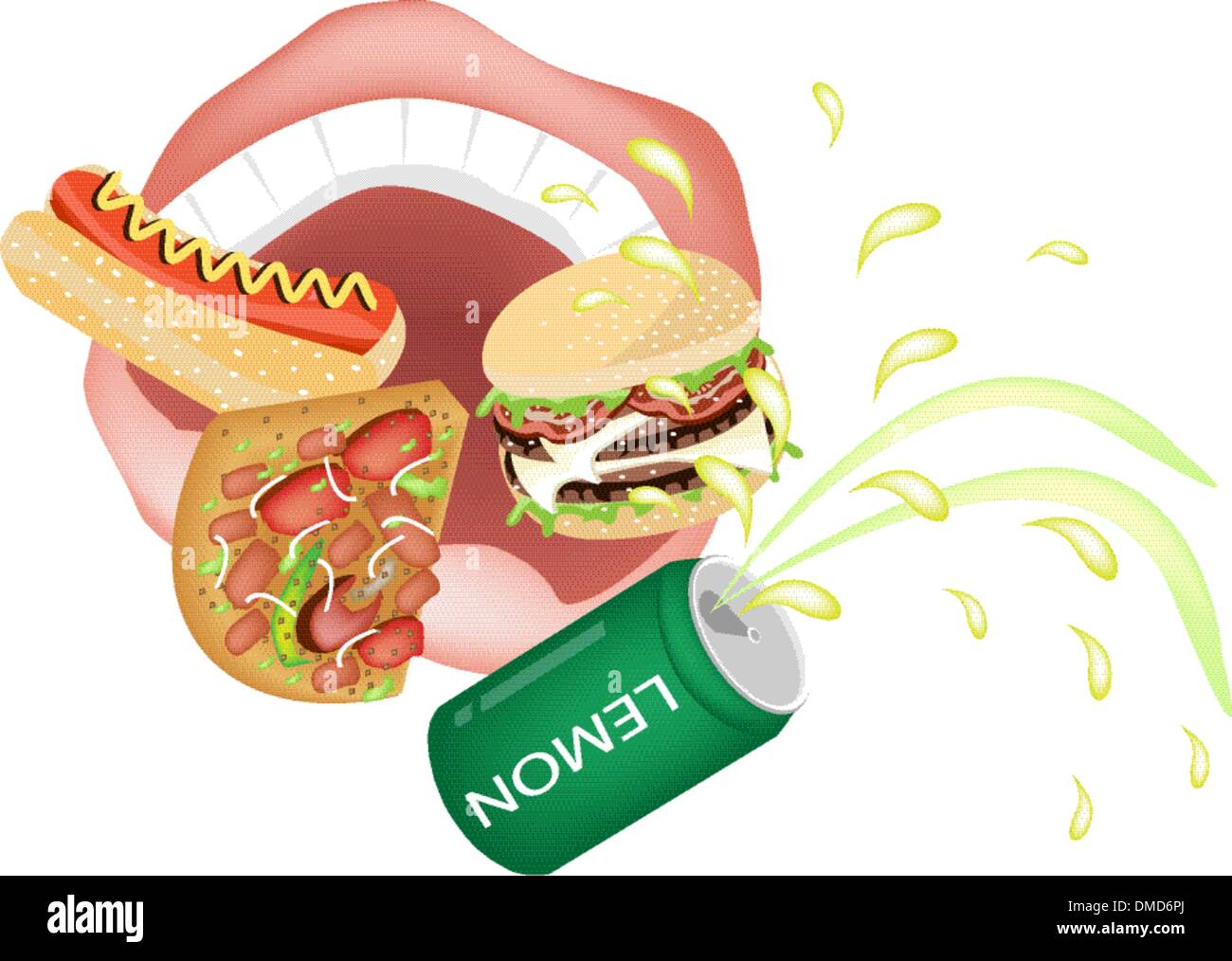 Person Eating Unhealthy Fast Food on White Background Stock Vector