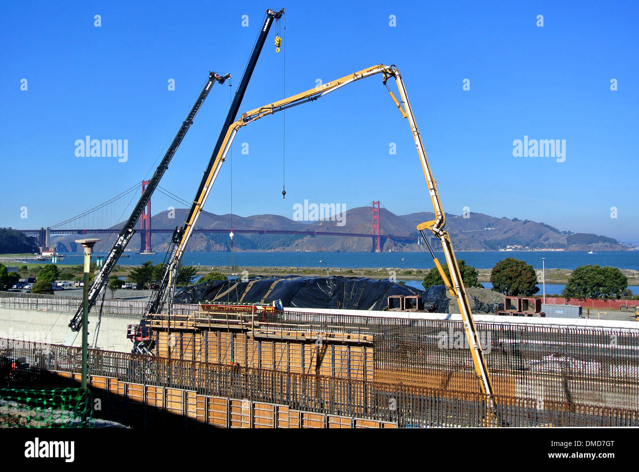 view of tunnel invert construction on Presidio Parkway Stock Photo