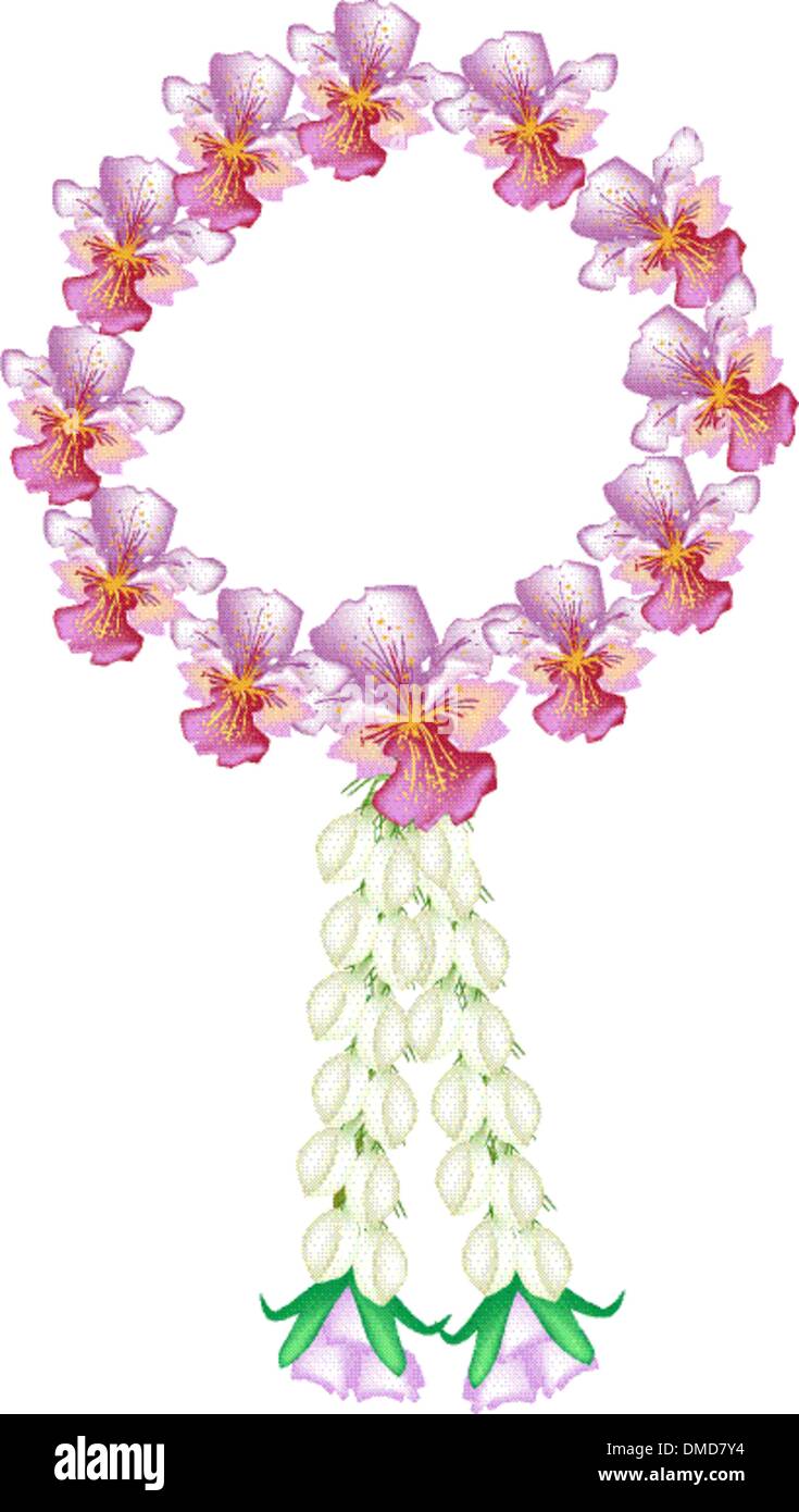 A Fresh Pink Colors of Vanda Orchid Garland Stock Vector