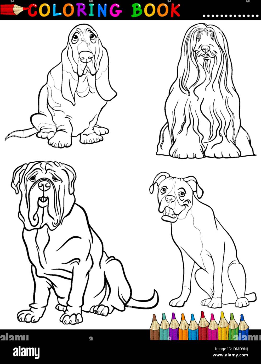 Cartoon purebred Dogs Coloring Page Stock Vector Image & Art - Alamy