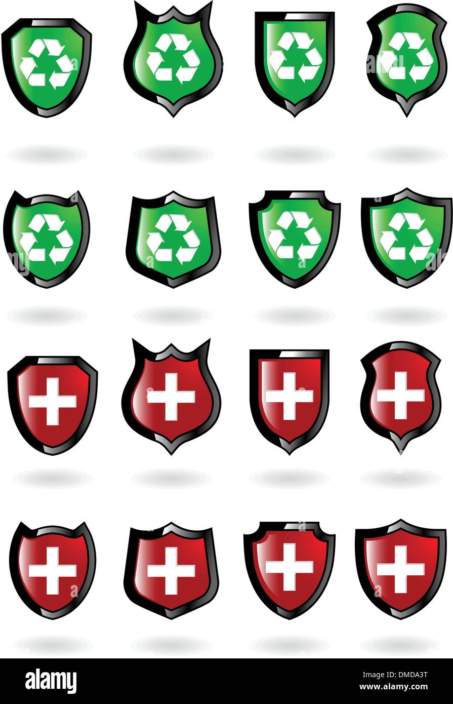 the set vector shield Stock Vector