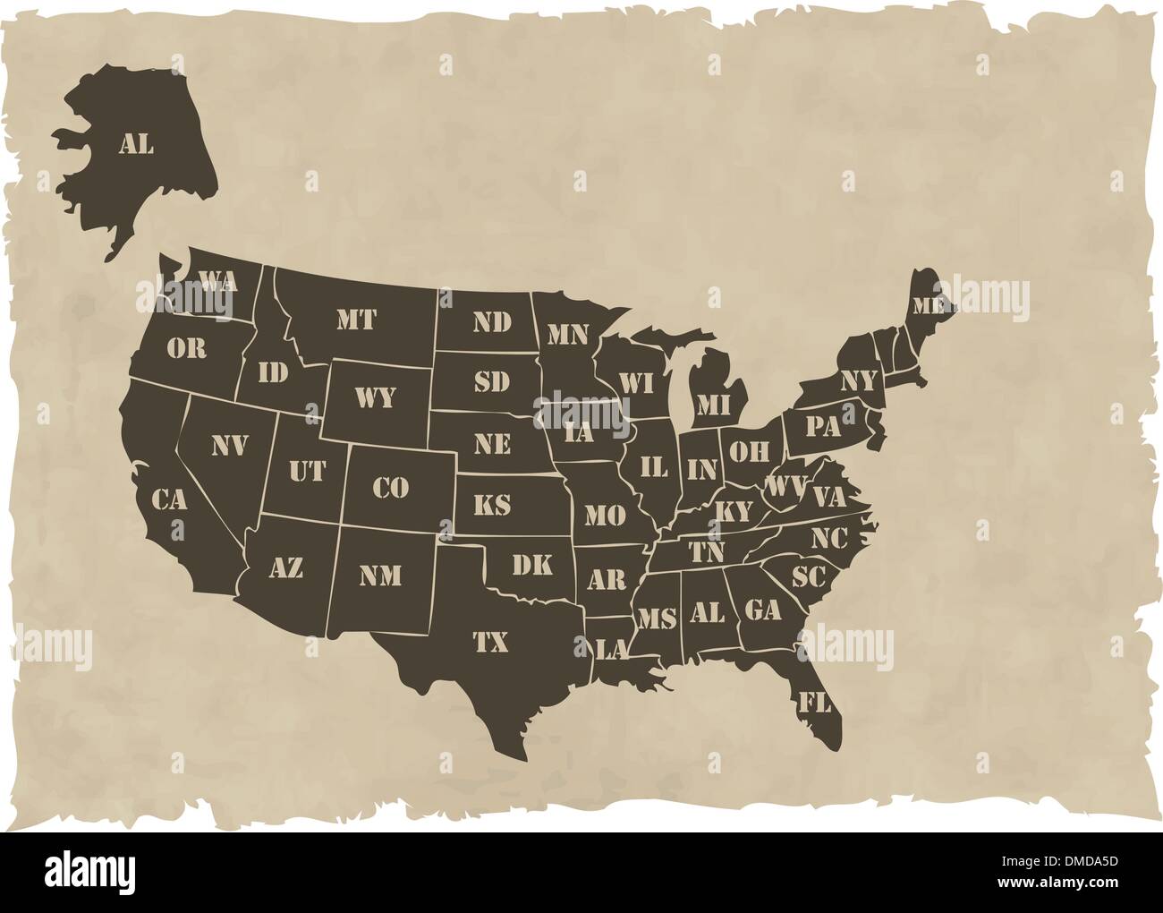 the vector retro usa map Stock Vector