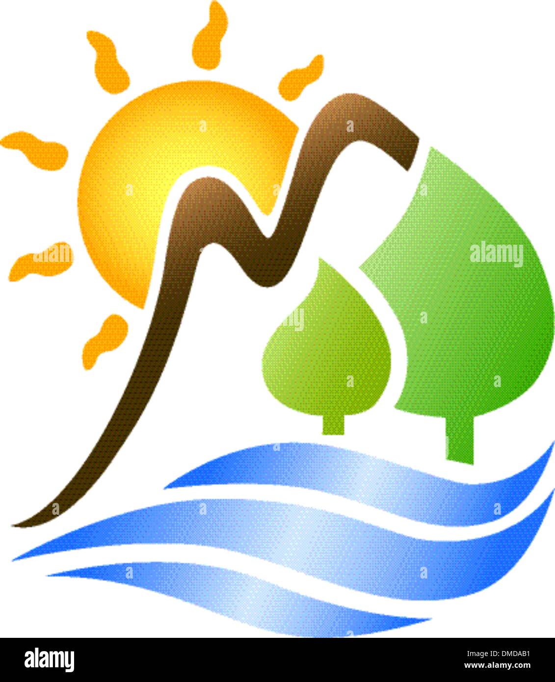 sun mountains and waves Stock Vector Image & Art - Alamy