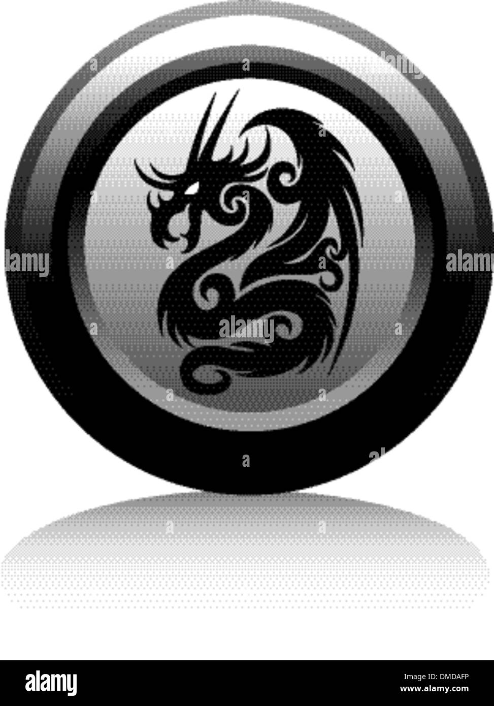 web icon with black dragon Stock Vector