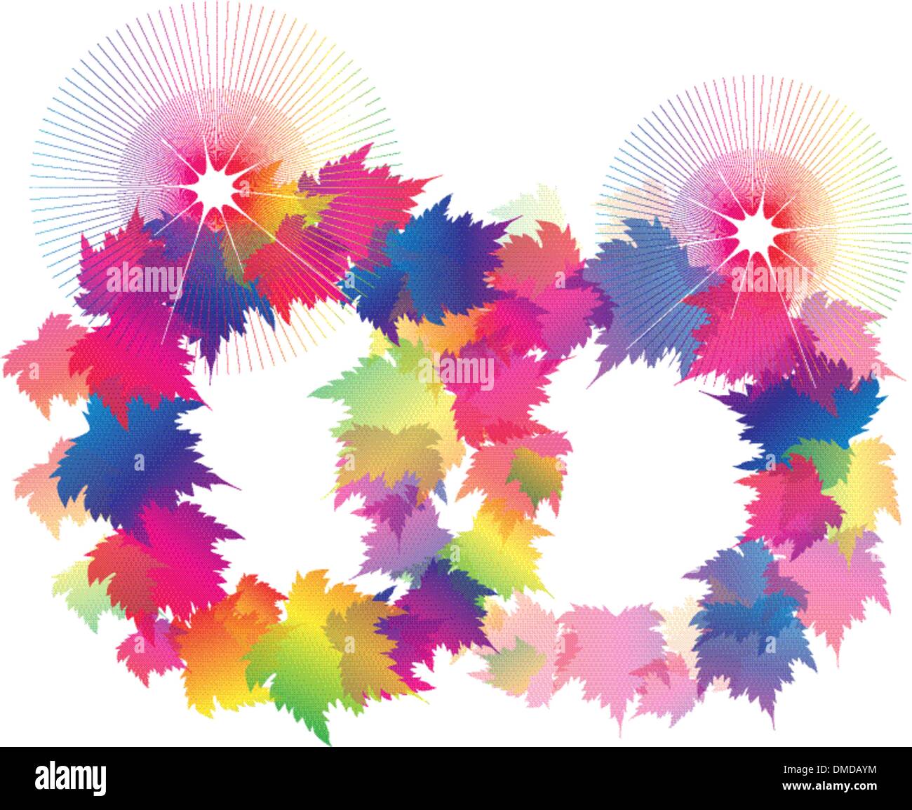 Two Wedding Rings From Colorful Maple Leaves Stock Vector