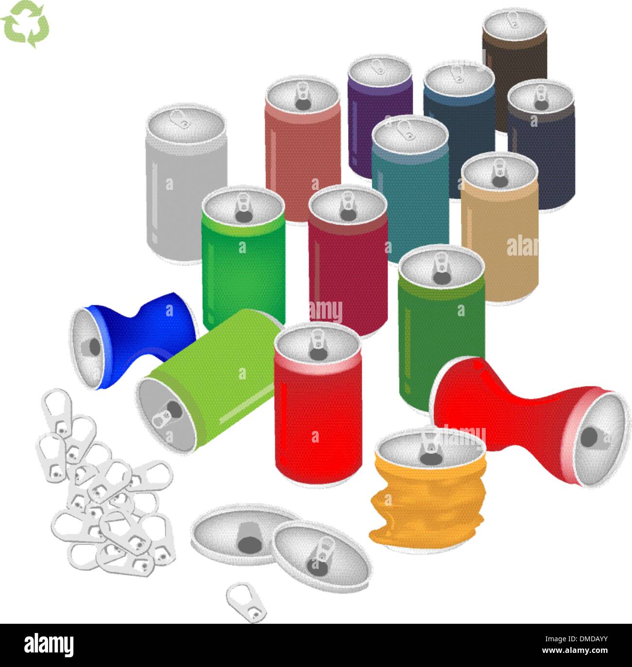 Soda Cans with Recycle Symbol for Save The World Stock Vector