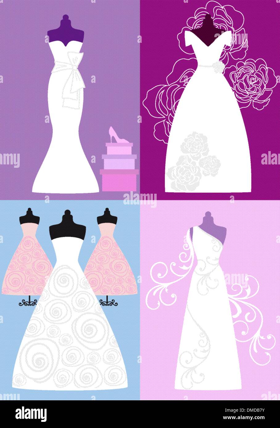 wedding dresses, bridal gowns, vector Stock Vector