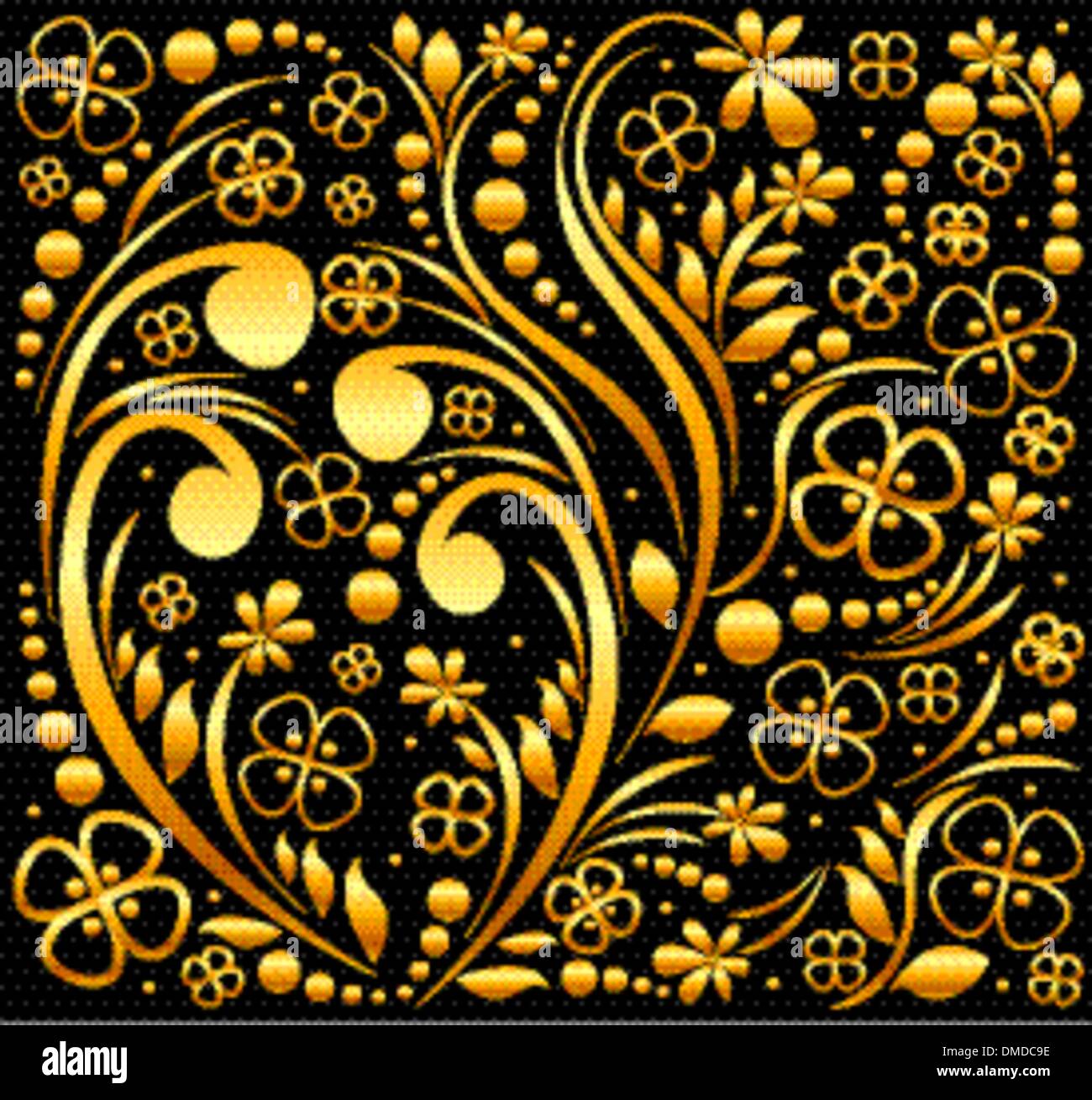 Floral Gold On The Black Background Stock Vector Image Art Alamy