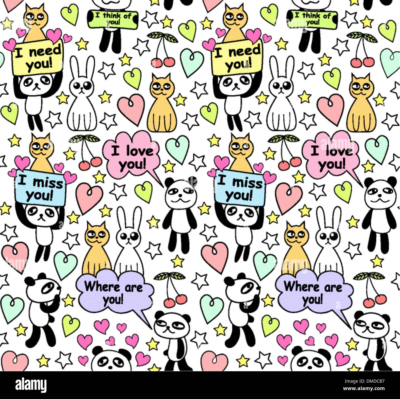 seamless background with funny animals Stock Vector