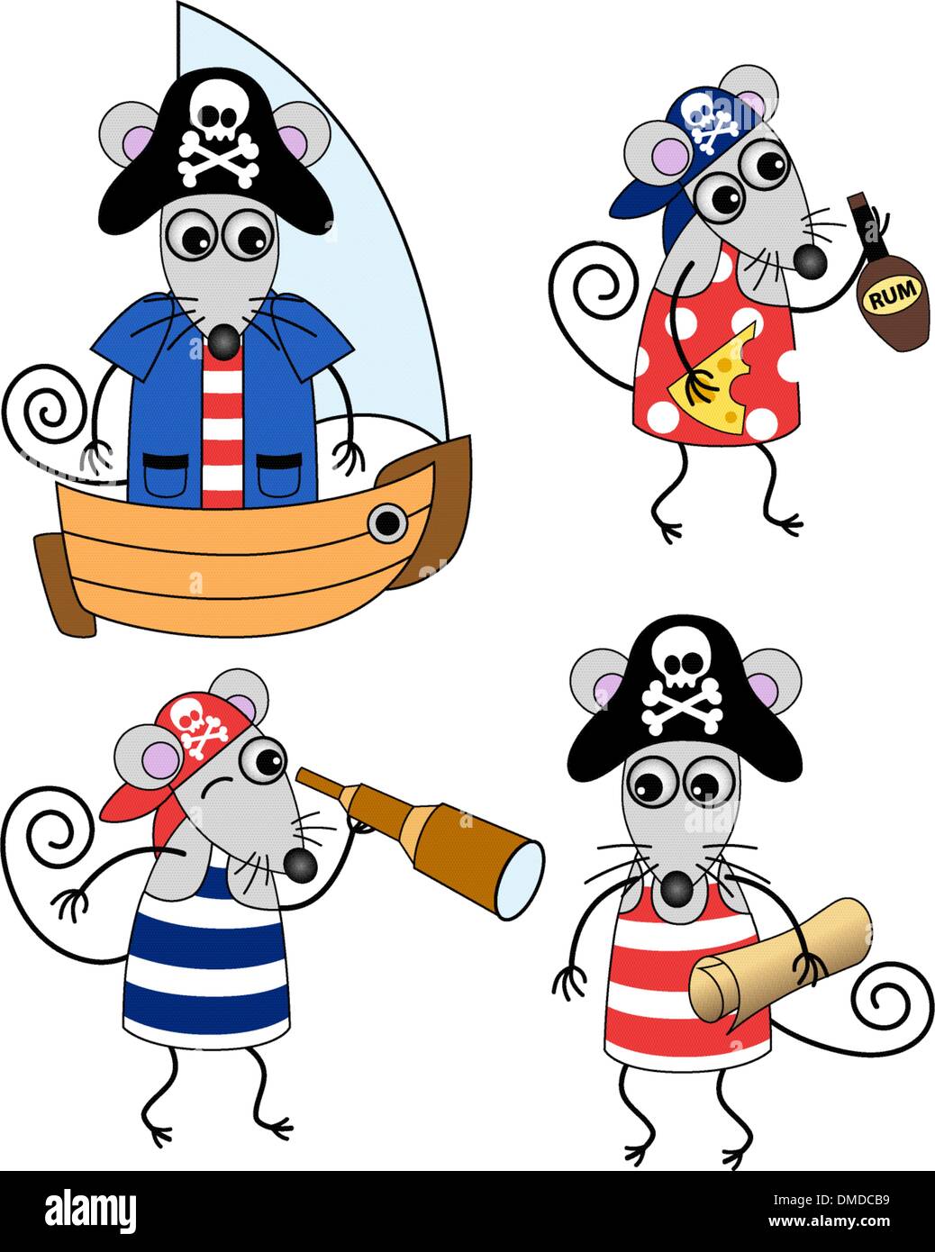 mouse pirates Stock Vector
