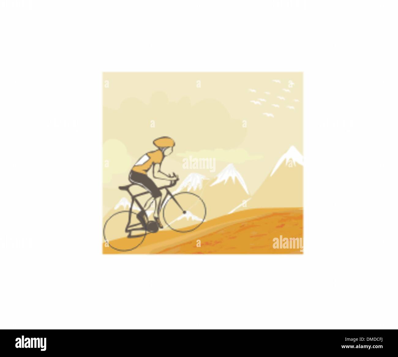 Sport road bike bicycle rider in wild nature landscape Stock Vector