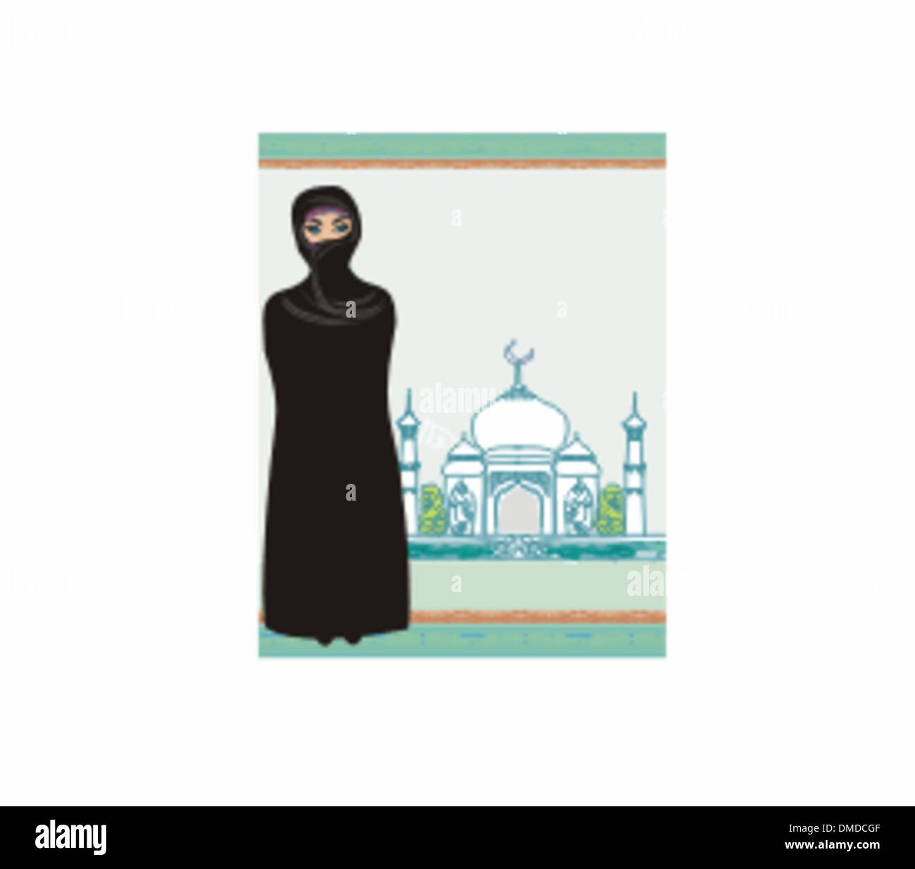 beautiful muslim women on mosque background Stock Vector Image & Art ...