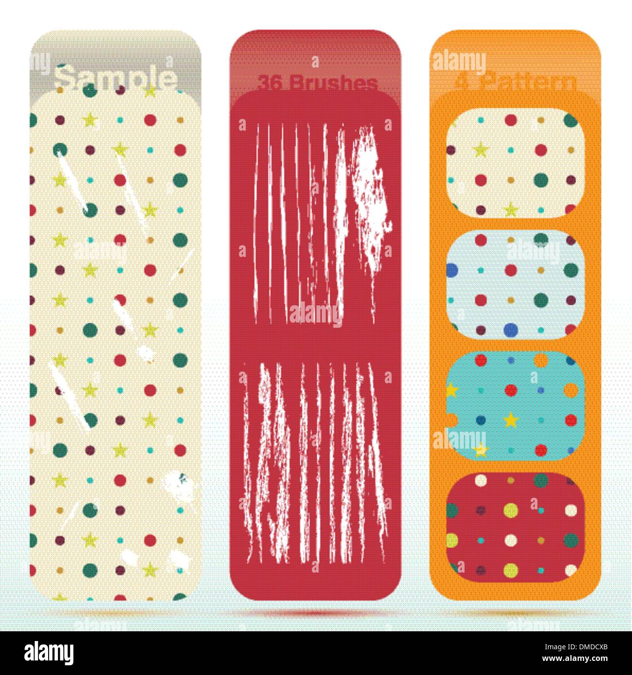 Vintage polka dot texture set and old look sratch Stock Vector