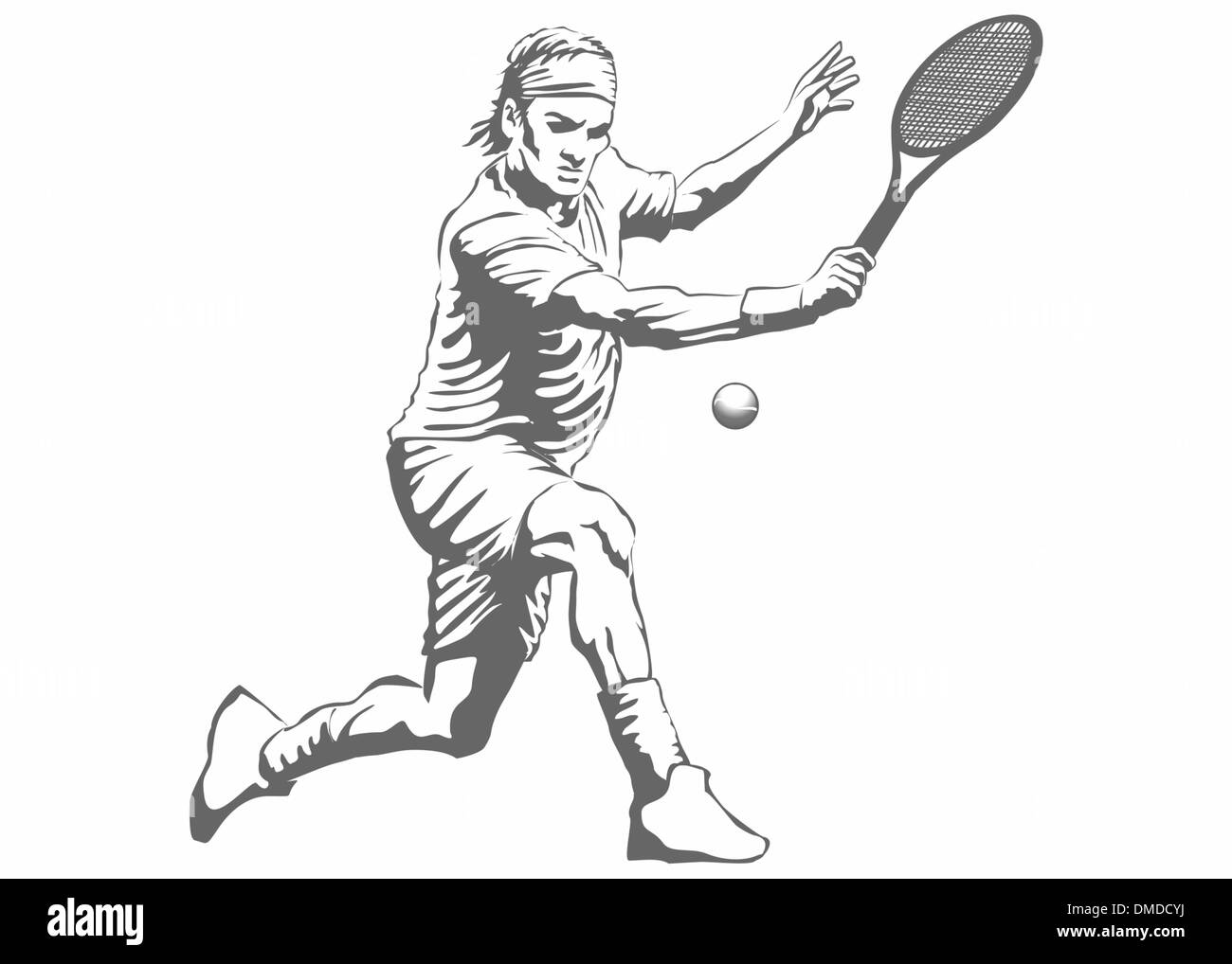 Male tennis player playing Black and White Stock Photos & Images - Alamy