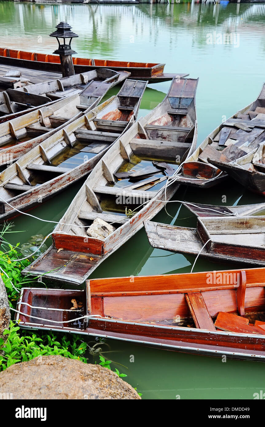 Group of wooden boats in the River Stock Photo - Alamy