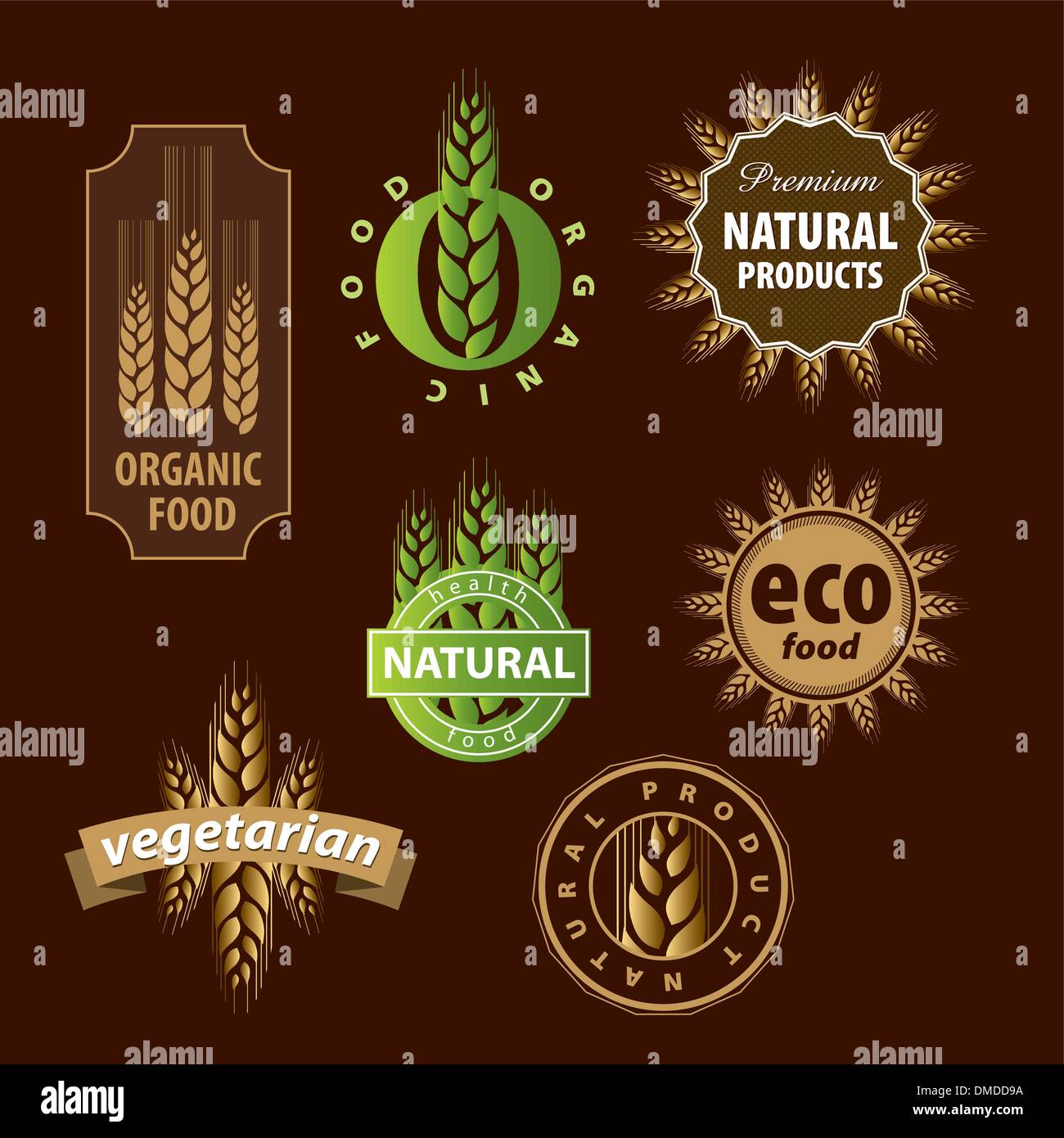 collection of vector floral eco sign Stock Vector