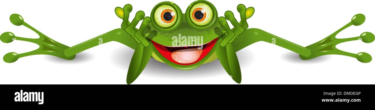 funny frog is on his stomach Stock Vector