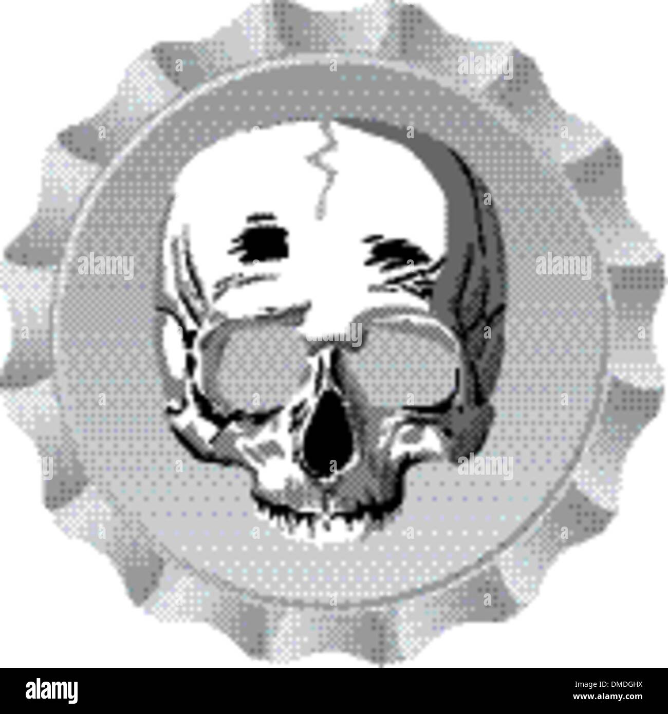 Bottle cap with skull Stock Vector