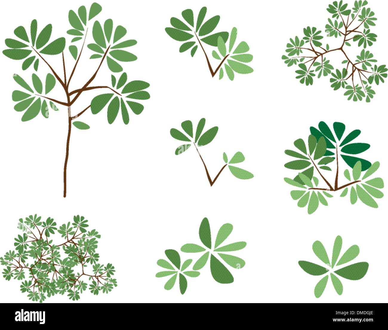 A Set of Isometric Green Trees and Plants Stock Vector
