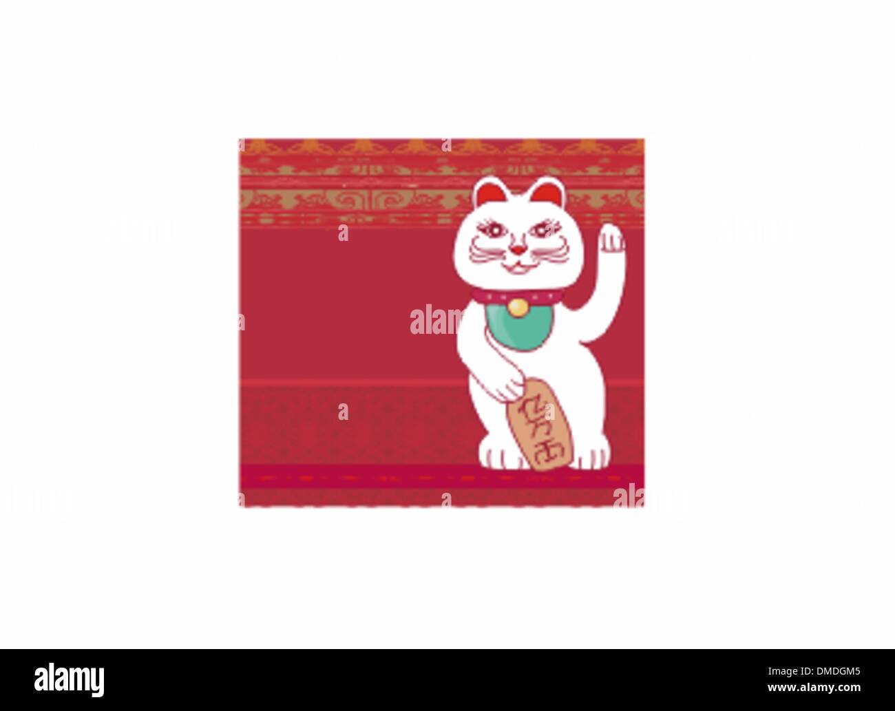 Traditional Chinese Cat of Luck card Stock Vector