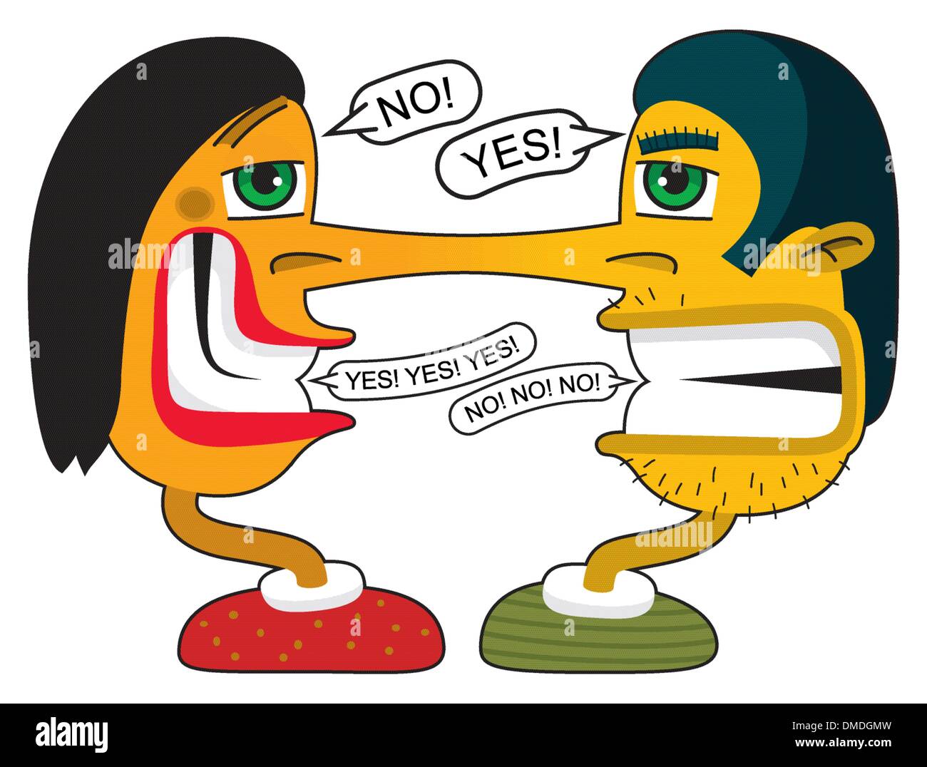 A Couple of young confused Liars arguing Stock Vector