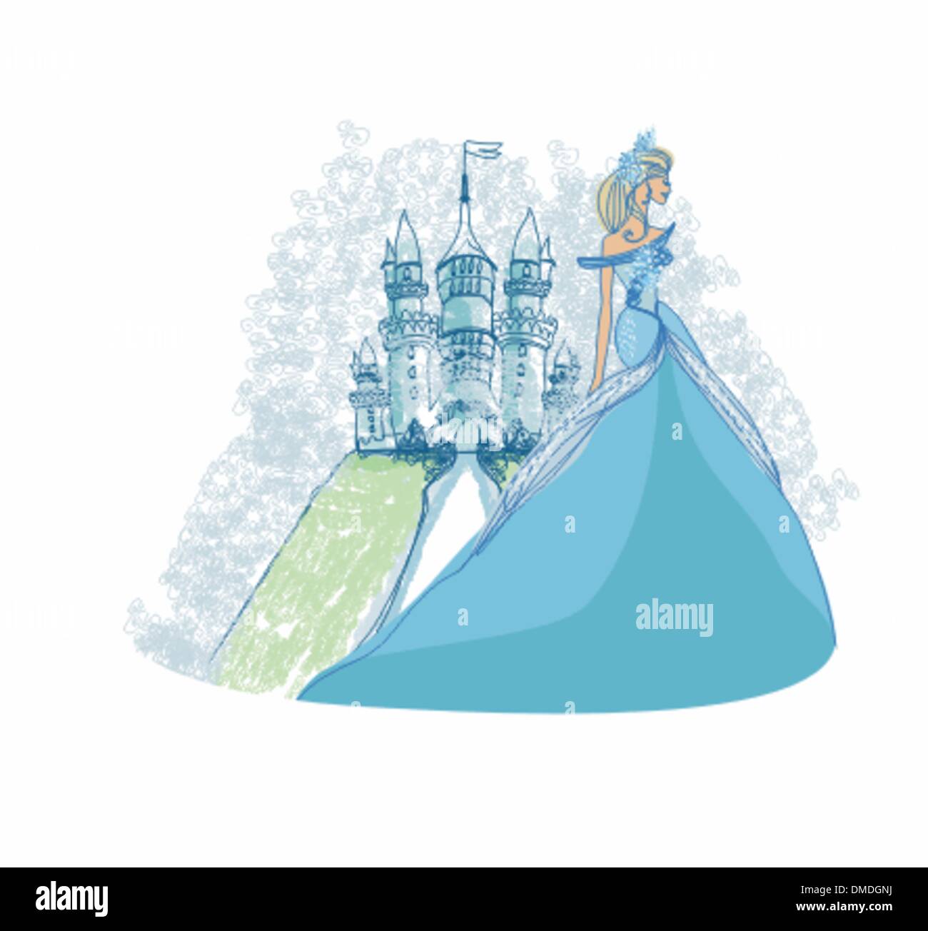 Beautiful young princess in front of her castle Stock Vector Image ...