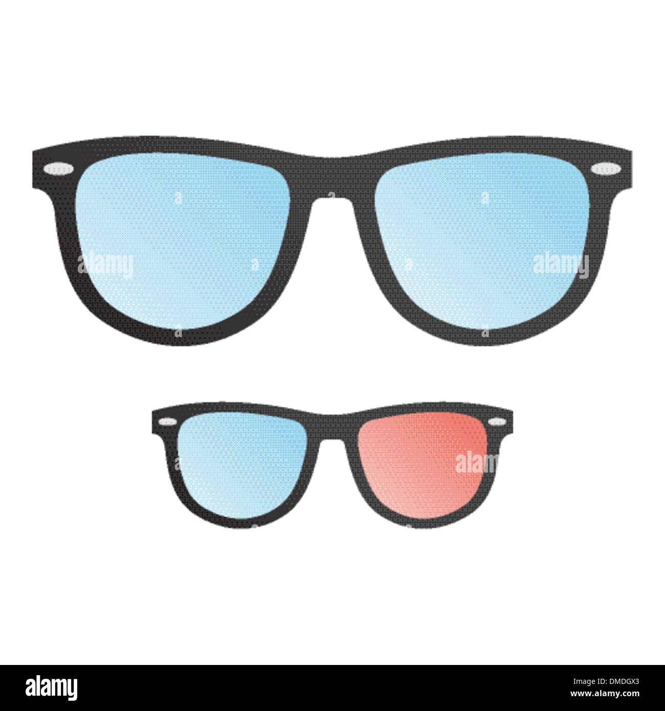 Classic and three dimensional hipster glasses vector (cinema, tv, movie) Stock Vector
