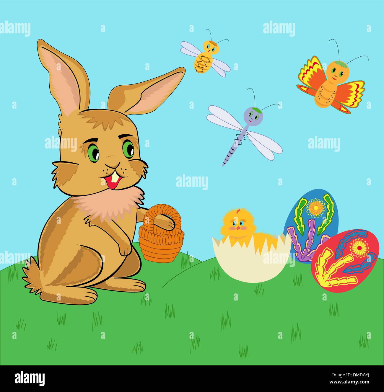 Easter Bunny And Chicken Stock Vector Image & Art Alamy