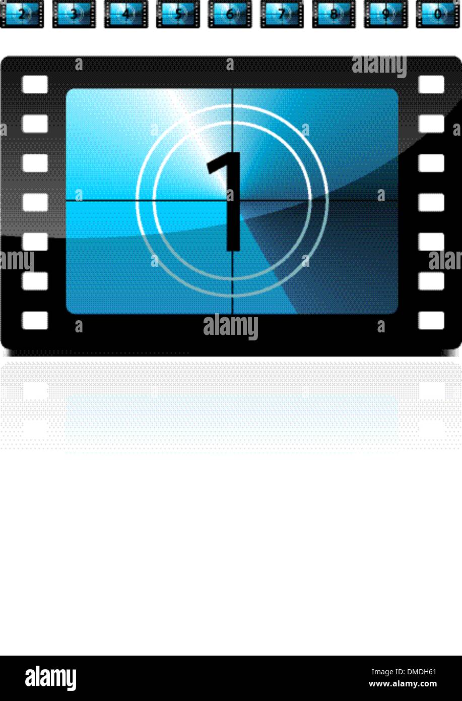 Film countdown from 1 to 9 Stock Vector