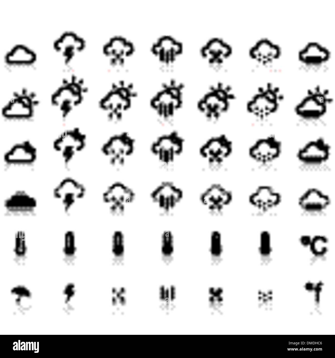 Weather icons sun rain snow wind Black and White Stock Photos & Images