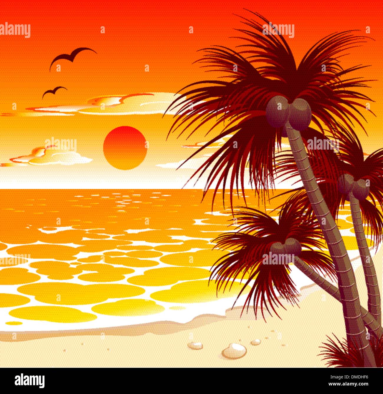 Sea sunset bright Stock Vector Images - Alamy