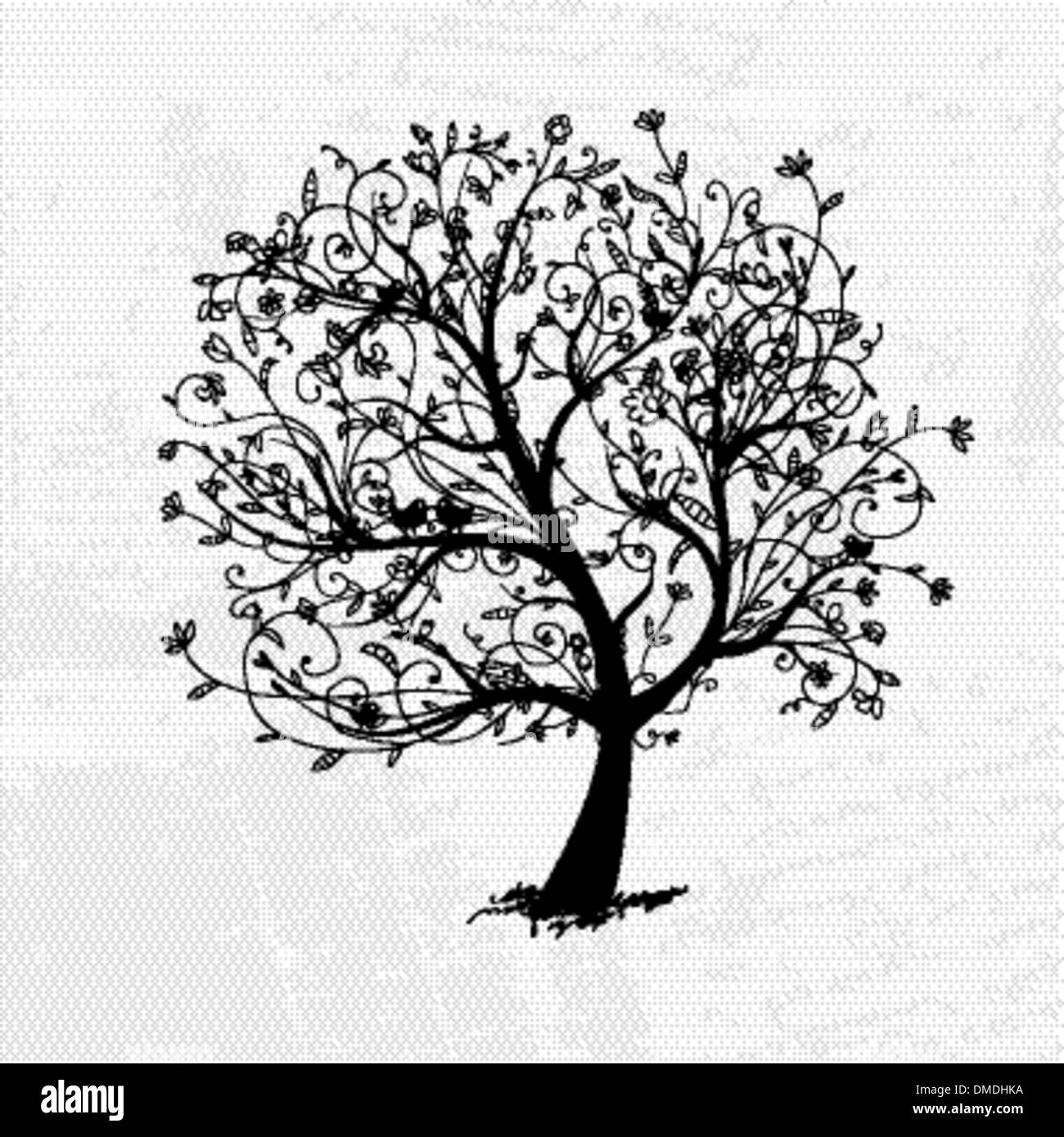 Art tree beautiful, black silhouette for your design Stock Vector Image ...