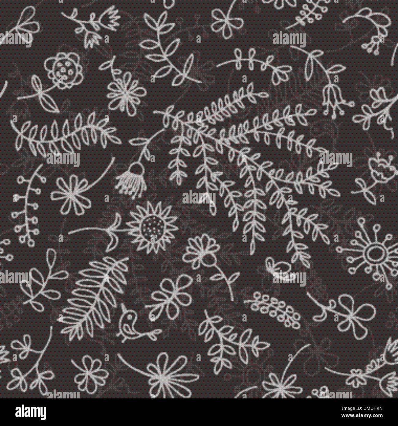 Floral ornament sketch, seamless background for your design Stock
