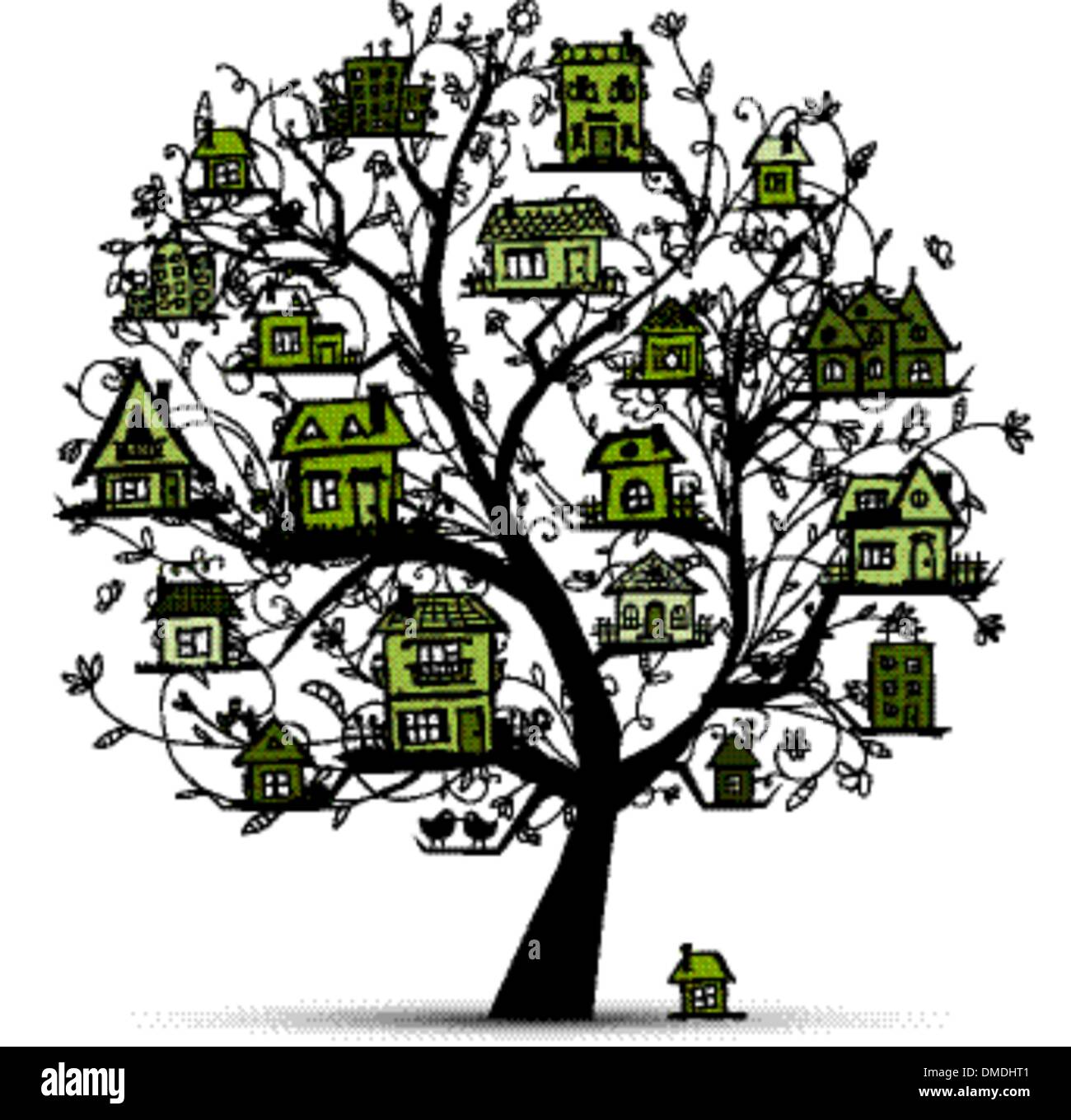 Tree branches in street Stock Vector Images - Alamy