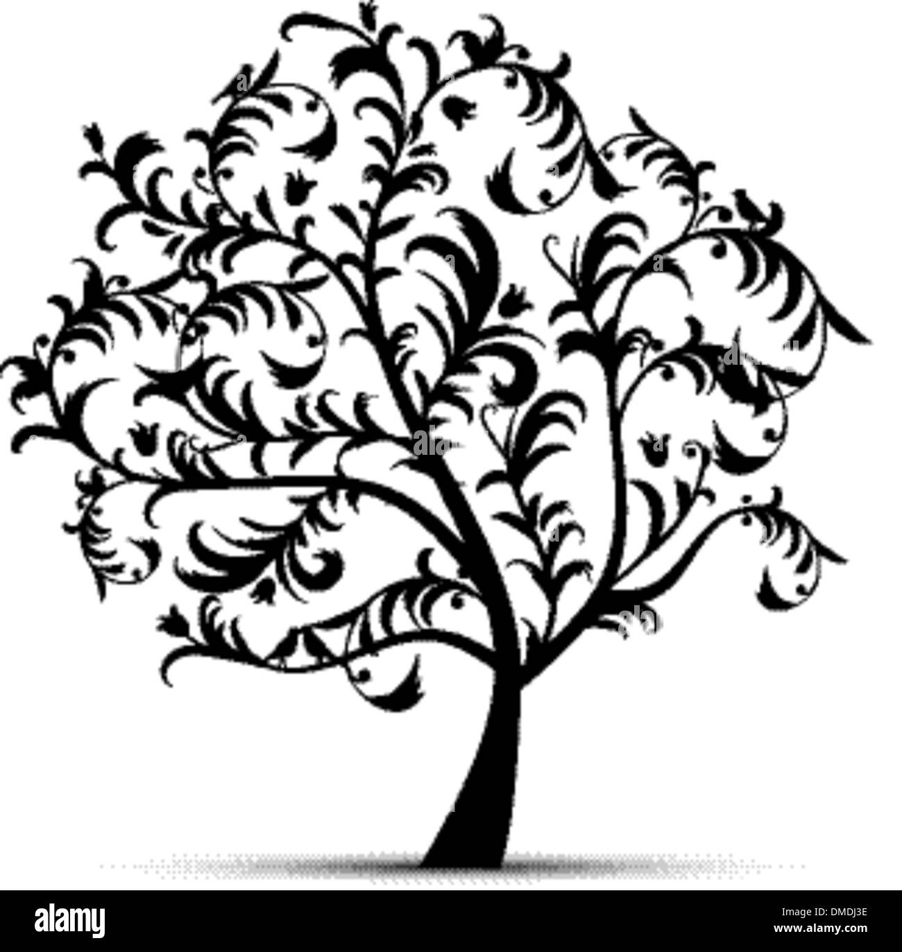 Art tree beautiful, black silhouette Stock Vector Image & Art - Alamy