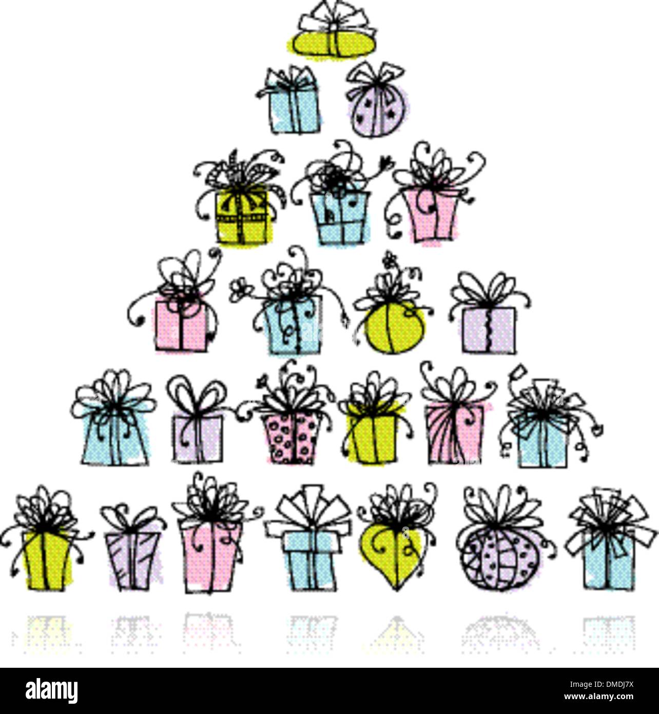 Pyramid from gift boxes for your design Stock Vector