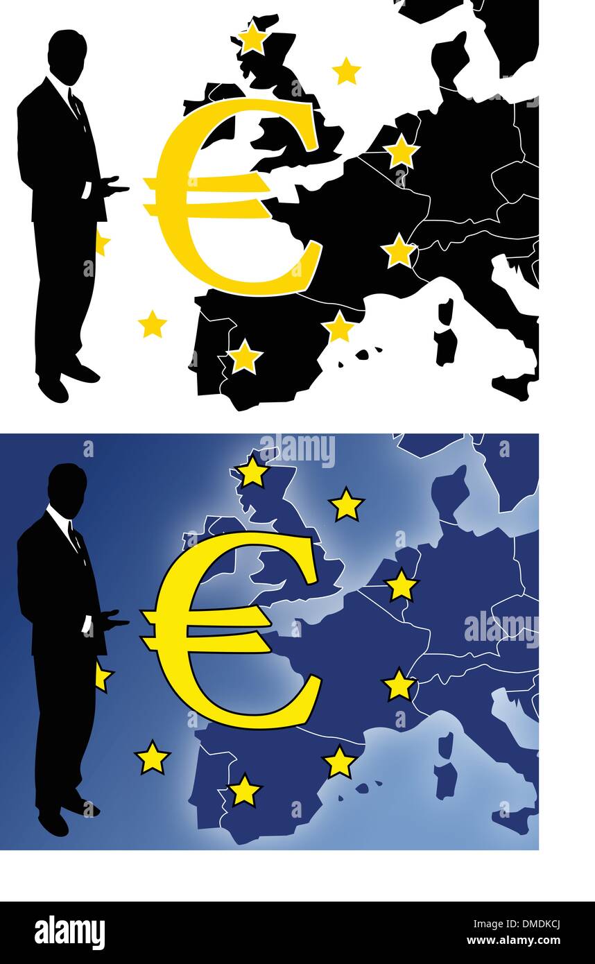 the vector euro sign with businessman Stock Vector