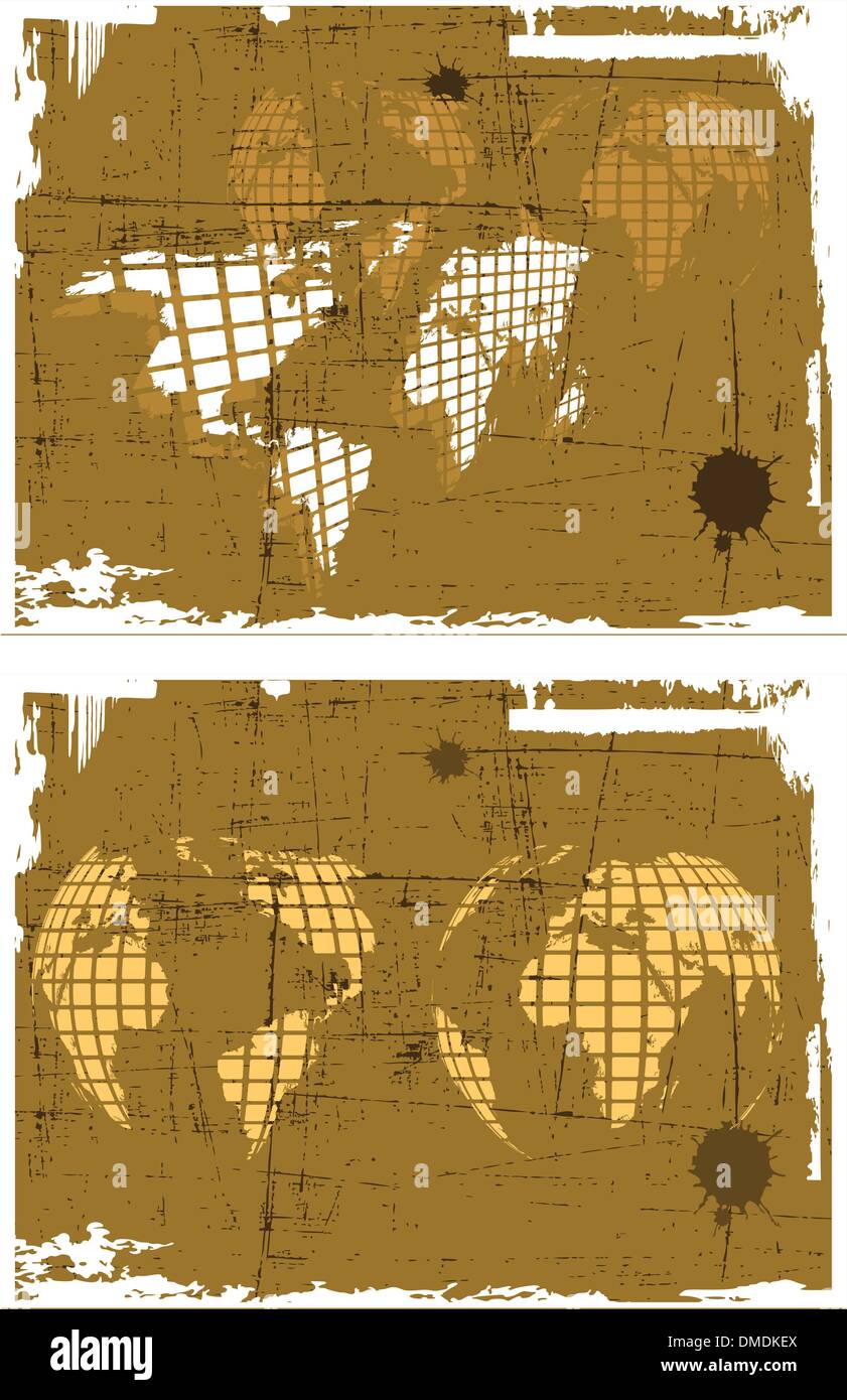 the vector retro grunge world map set Stock Vector Image & Art - Alamy