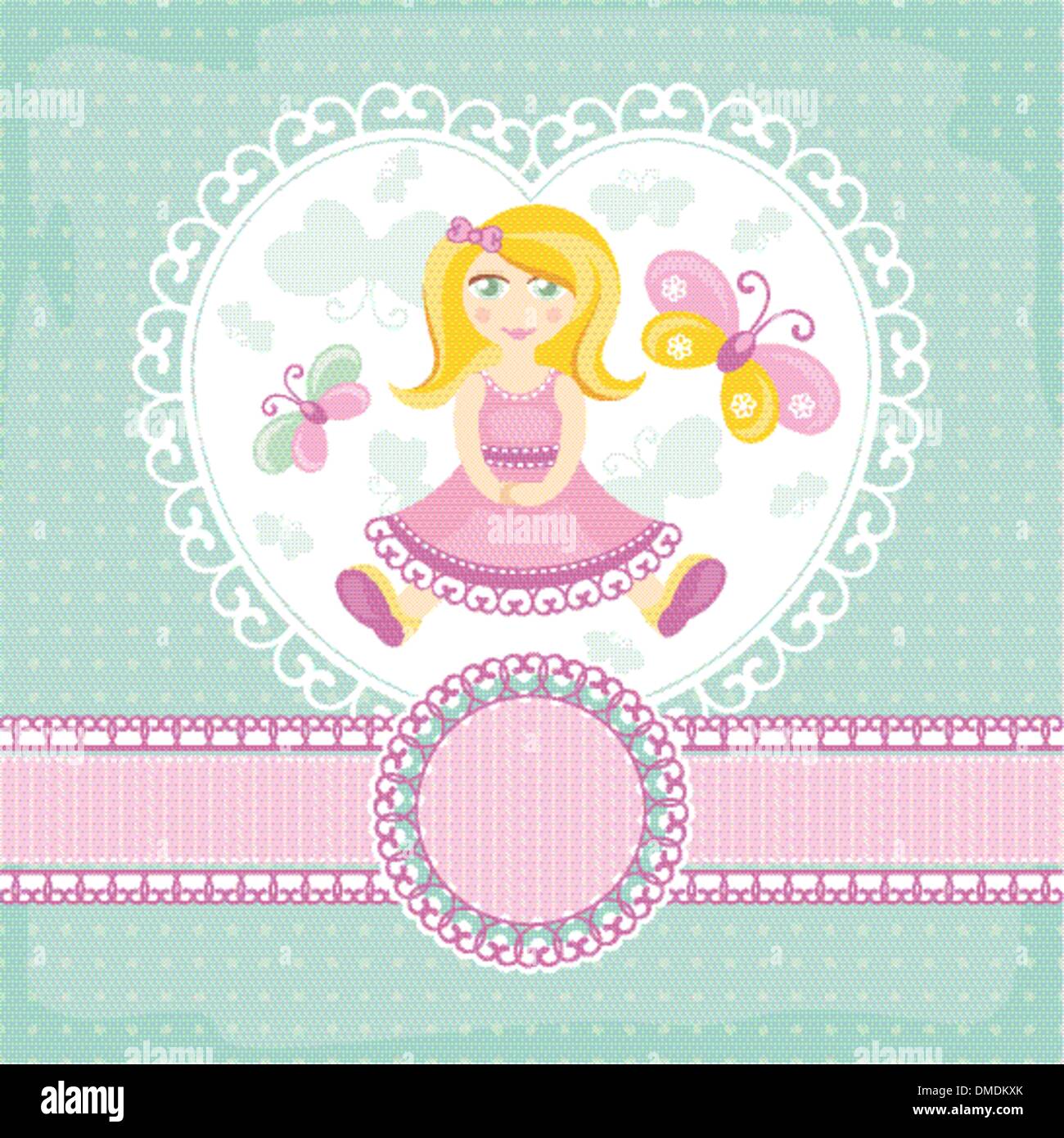 vector baby card with girl Stock Vector Image & Art - Alamy