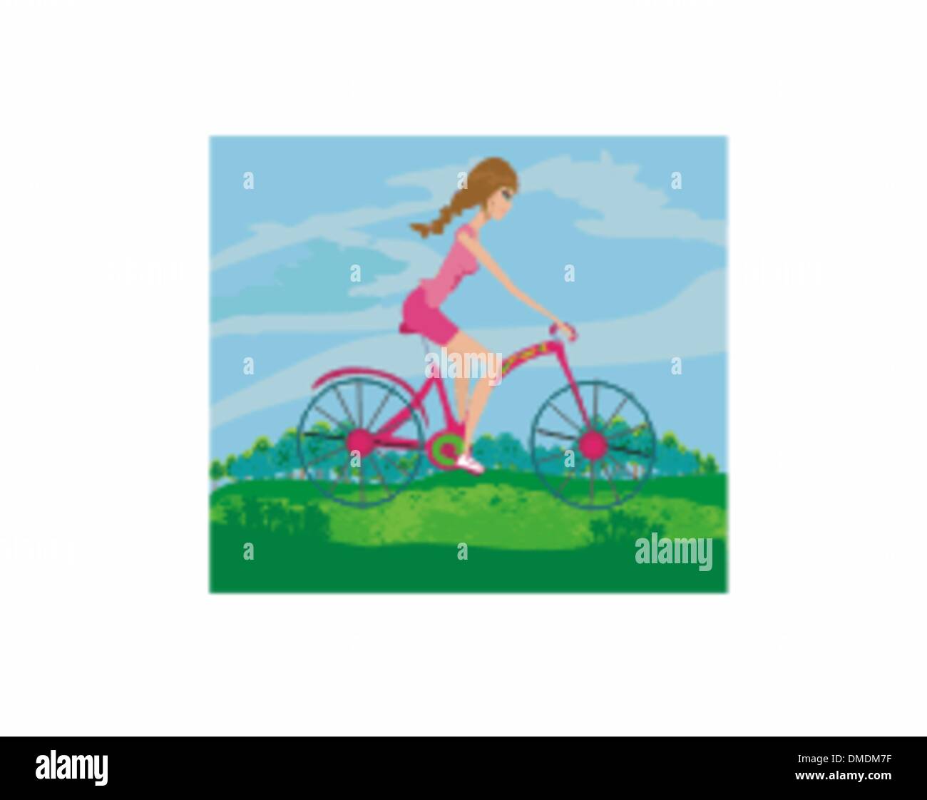 Happy Driving Bike with Cute Girl Stock Vector Image & Art Alamy