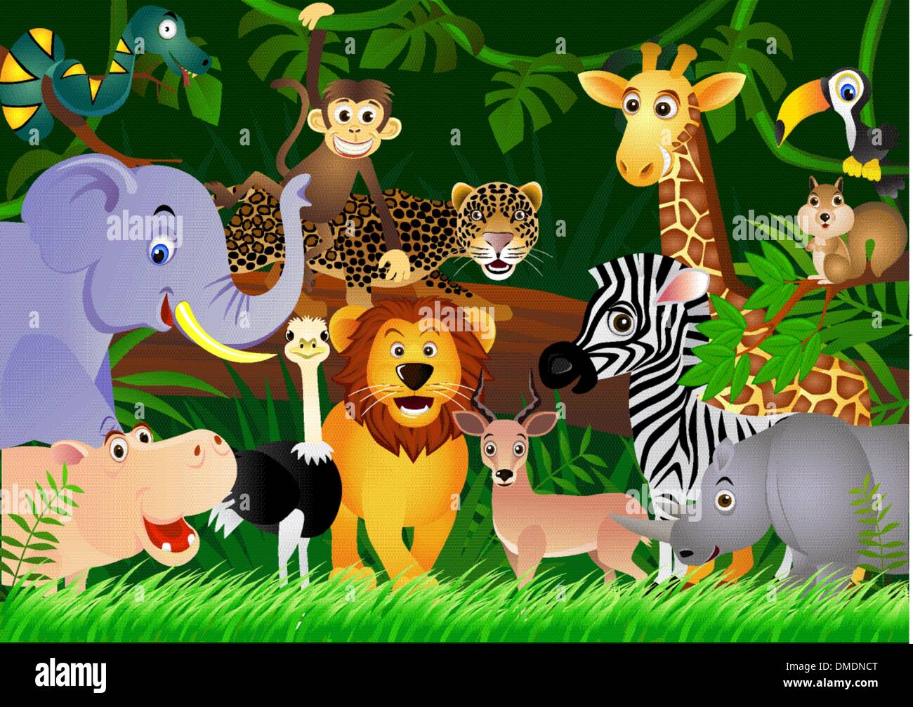 Wild animals in the jungle Stock Vector Image & Art - Alamy
