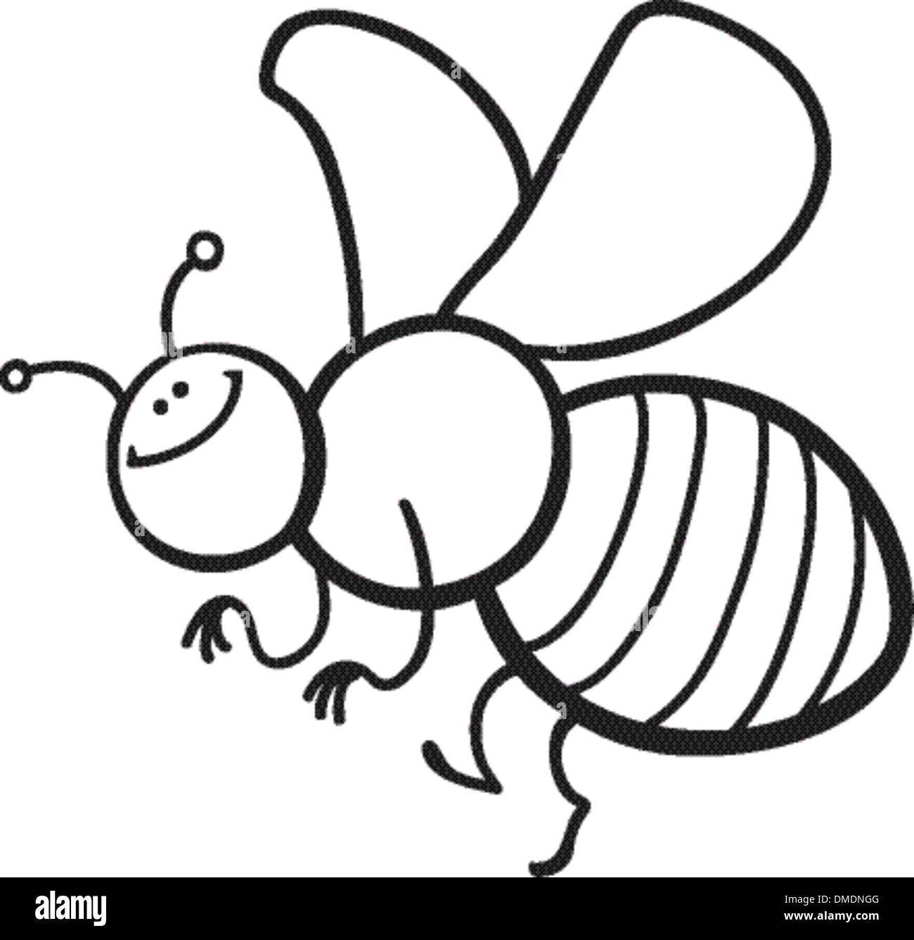 cartoon bee coloring page Stock Vector
